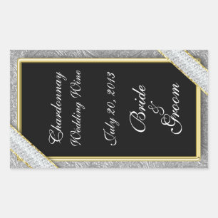 Autocollant Mariage de vin Black Gold & Diamonds