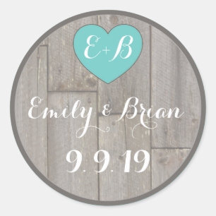 Autocollant mariage en bois rustique personnalisé 