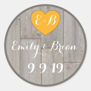 Autocollant mariage en bois rustique personnalisé
