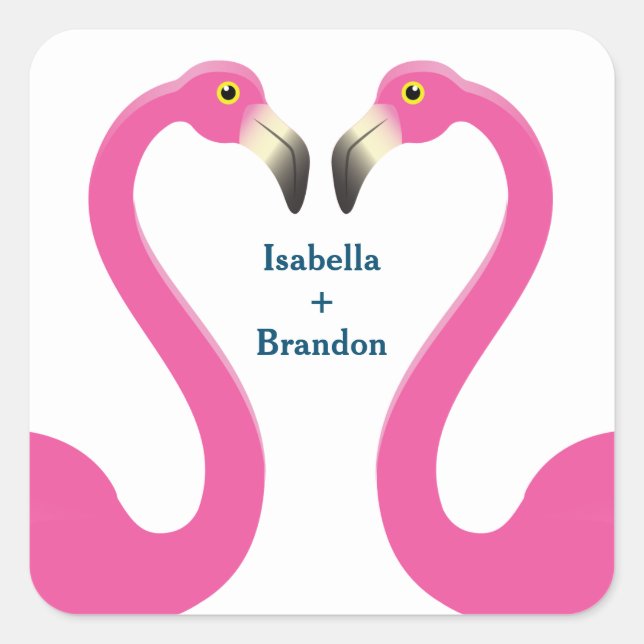 Autocollant Mariage Flamant rose rose (Devant)