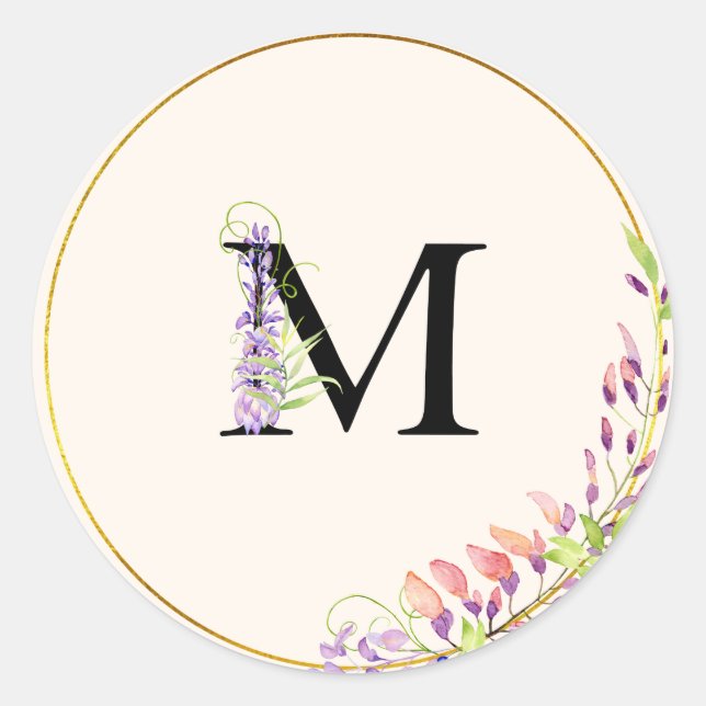 Autocollant mariage floral à la glycine (Devant)