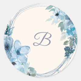 Autocollant mariage floral bleu
