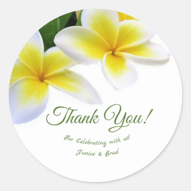 Autocollant Mariage Frangipani Merci (Devant)