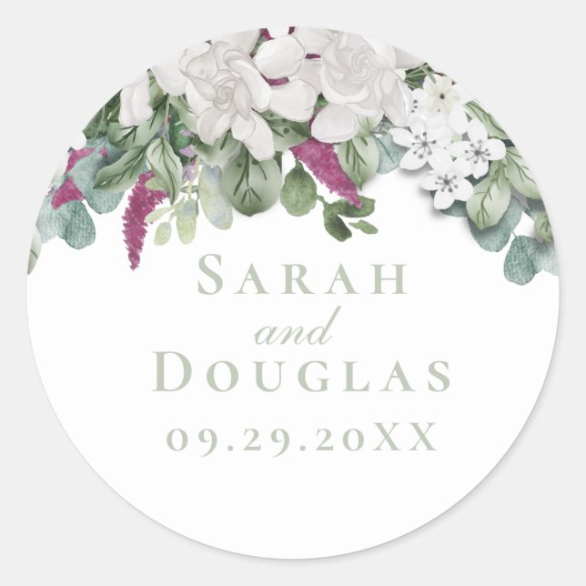 Autocollant Mariage Gardenia / Snapdragon Sage (Devant)