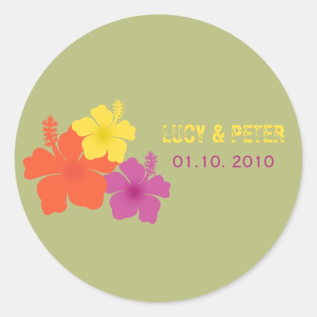 Autocollant Mariage Hawaiian Hibiscus (Devant)