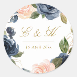 autocollant mariage marine et blush floroms