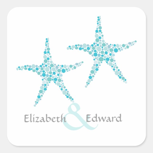 Autocollant mariage Monogram Turquoise Aqua Starfi (Devant)