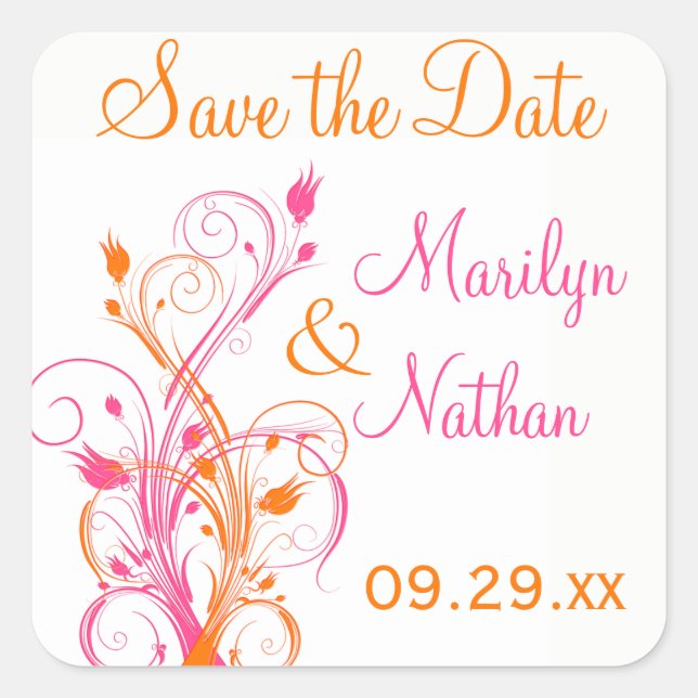 Autocollant Mariage orange rose blanc de 1,5 po (Devant)