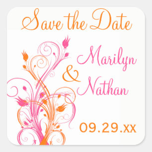 Autocollant Mariage orange rose blanc de 1,5 po