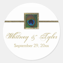 Autocollant Mariage Peacock Blanc et Or