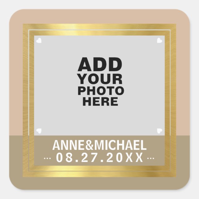 Autocollant mariage / photo avec nom de couple (Devant)