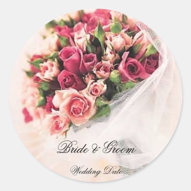 Autocollant Mariage rose Bouquet (Devant)