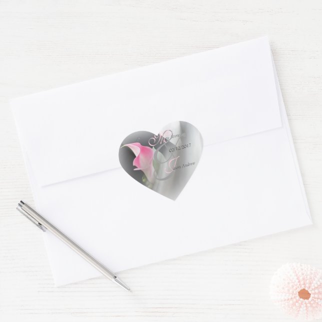 Autocollant Mariage rose Calla Lily (Enveloppe)