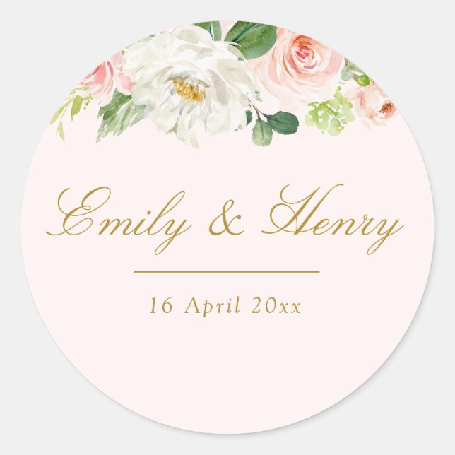 Autocollant mariage rose floral (Devant)