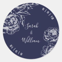 Autocollant Mariage simple Navy Peony