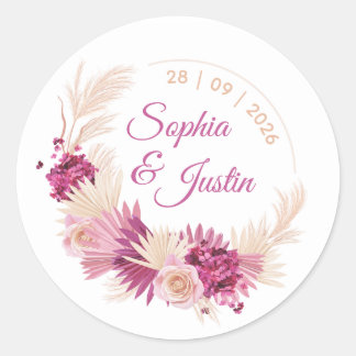 Autocollant Mariage Tropical Pastel Étiquette Flor
