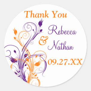 Autocollant Mariage violet orange blanc 1,5 po 6