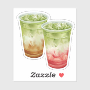 Autocollant Meilleures Amies Café Glacé et Matcha 