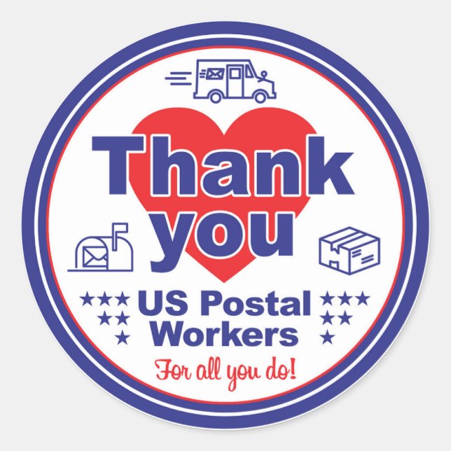 Autocollant Merci aux facteurs de la poste américa (Devant)