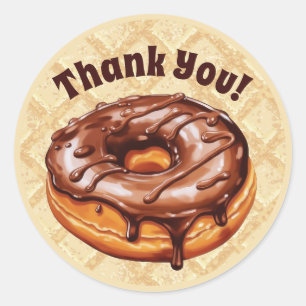 Autocollant Merci Donut au Chocolat, chocolat