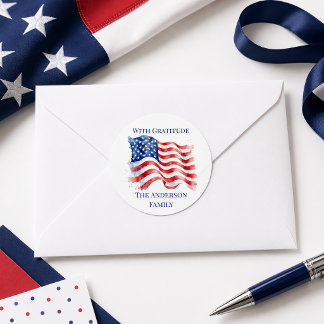 Autocollant Merci Drapeau Ondulé USA