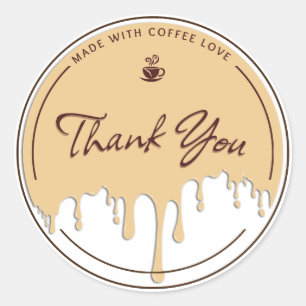 Autocollant Merci Fabriqué avec Amour pour le Café