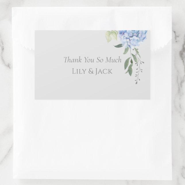Autocollant Merci Fleur de Hortensia Bleu (Sac)