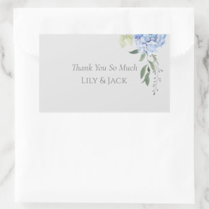 Autocollant Merci Fleur d'Hortensia Bleu Pervenche