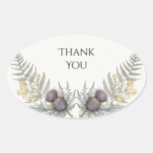Autocollant Merci Fleur Sauvage Chardon Violet