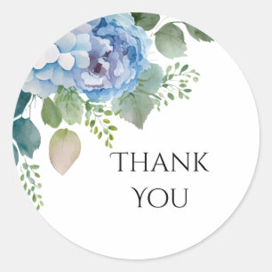 Autocollant Merci Fleurs Bleues, Étiquette de Reme