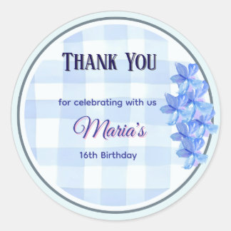 Autocollant Merci Fleurs Bleues Personnalisé | Ann