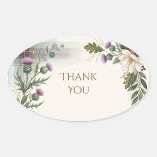 Autocollant Merci Fleurs de Chardon Tartan Écossai