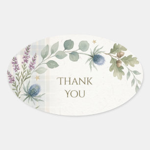Autocollant Merci Fleurs Écossaises Tartan Chardon