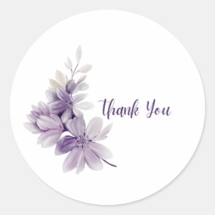 Autocollant Merci Fleurs Violettes – Aquarelle Élé