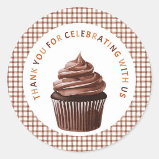 Autocollant Merci Gingham Cupcake au Chocolat 013