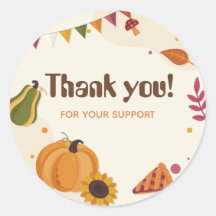 Autocollant Merci – Modèle Feuilles d'Automne pour