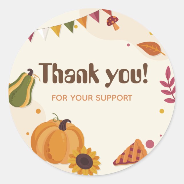 Autocollant Merci – Modèle Feuilles d'Automne pour (Devant)