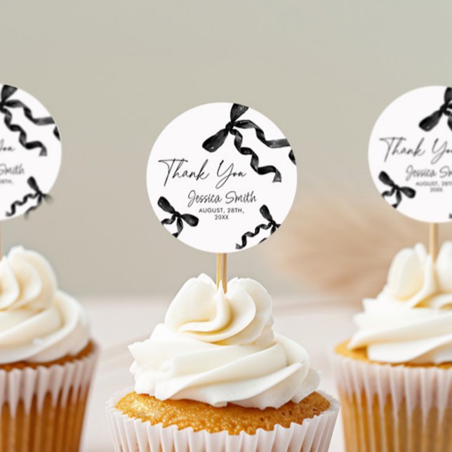 Autocollant Merci Noir Bow (Créateur téléchargé)