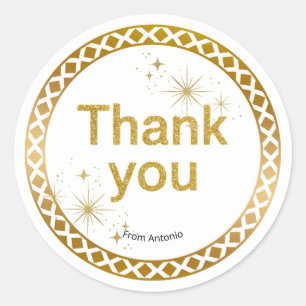 Autocollant "Merci" Paillettes Dorées