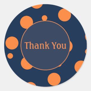 Autocollant Merci Points Orange Bleu Marine