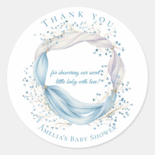 Autocollant Merci Rond Floral Bleu Silly Goose