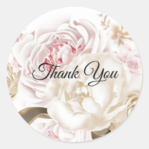 Autocollant Merci Roses et Pivoines Couleurs Douce