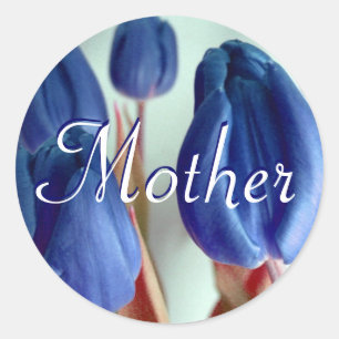 Autocollant Mère Tulipes Bleues