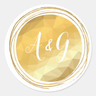 Autocollant métallique d'or rond de lettre