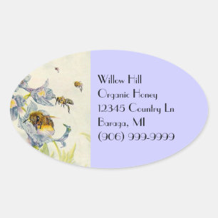 Autocollant Miel Abeilles Matin Fleurs de gloire A
