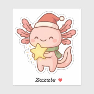 Autocollant mignon d'axolotl de Noël Kawaii Star H