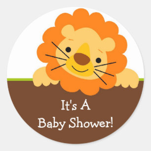 Autocollant mignon de baby shower de lion
