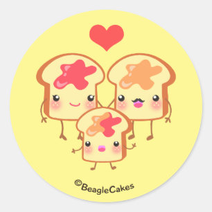 Autocollant mignon de famille de PB et de sandwich