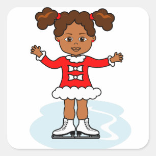 Autocollant mignon de fille de patineur artistique