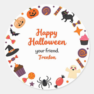 Autocollant mignon de Halloween avec bonbons et fa